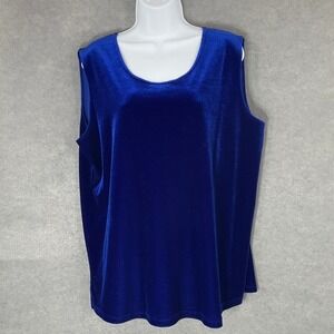 Bob Mackie‎ Velvet Top Sleeveless Royal Blue Sz XL Capsule Party Event Holiday